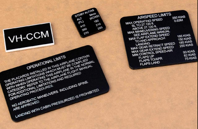 Cessna Citation Placard Set